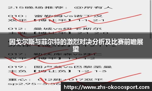 因戈尔斯与菲尔特的激烈对决分析及比赛前瞻展望